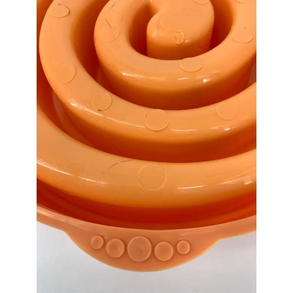 Outward Hound Fun Feeder Slo Bowl Size L Regular Orange Swirl Slow Dog Puzzle